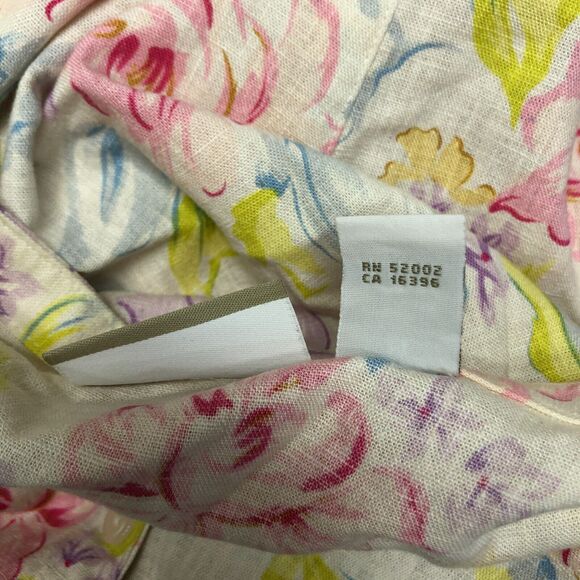 Vintage Liz Claiborne Floral Linen Button Front Dress Size 14 Petite B283 -27 - Picture 8 of 13